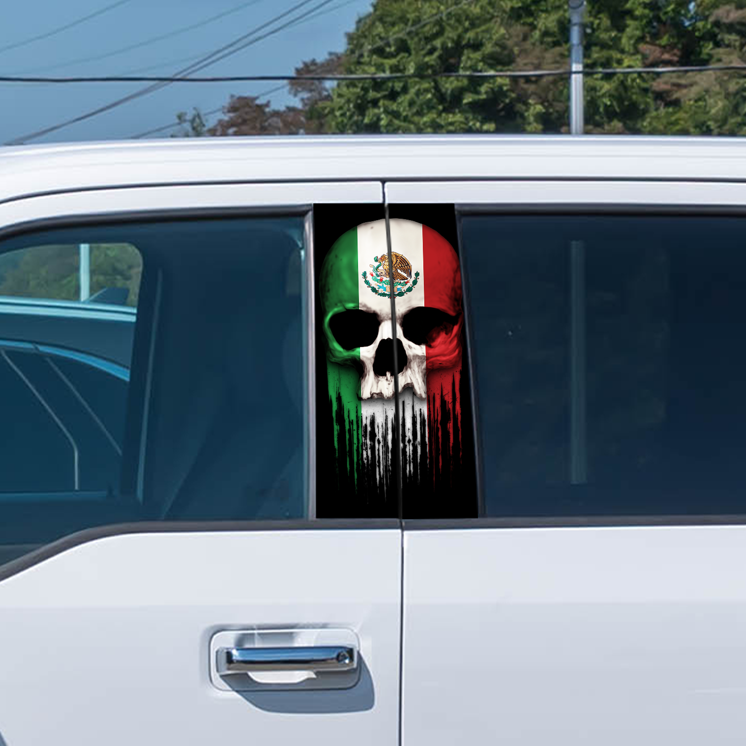 エッダースケルトンリッド&インナーフレーム&キーLockステッカー Mexican Skull Car Door Pillar Stickers Set - Left & Right Version