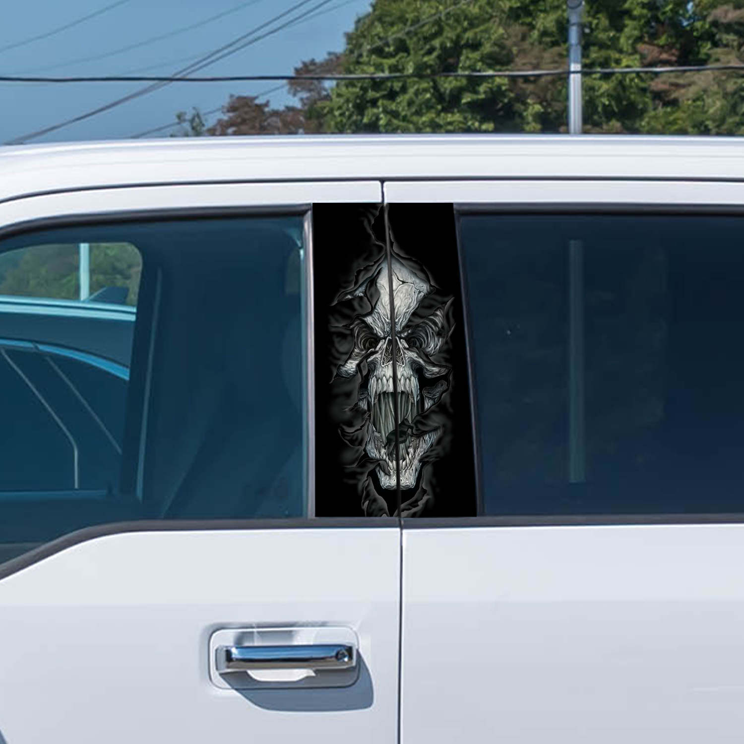 エッダースケルトンリッド&インナーフレーム&キーLockステッカー Scream Skull Car Door Pillar Stickers Set - Left & Right Version