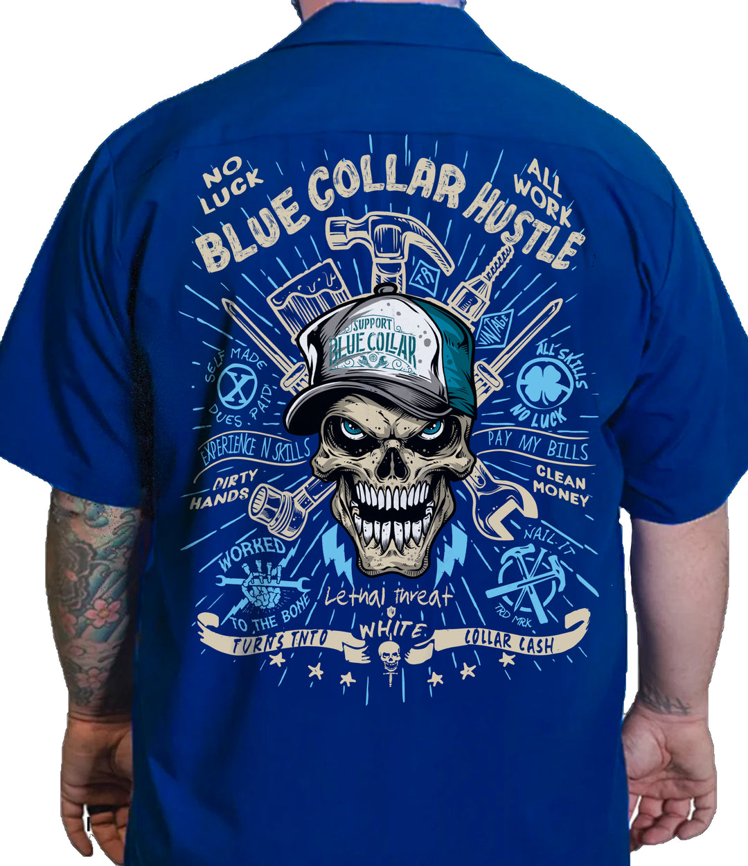 Blue Collar Hustle Printed Work Shirt / Shop Shirt