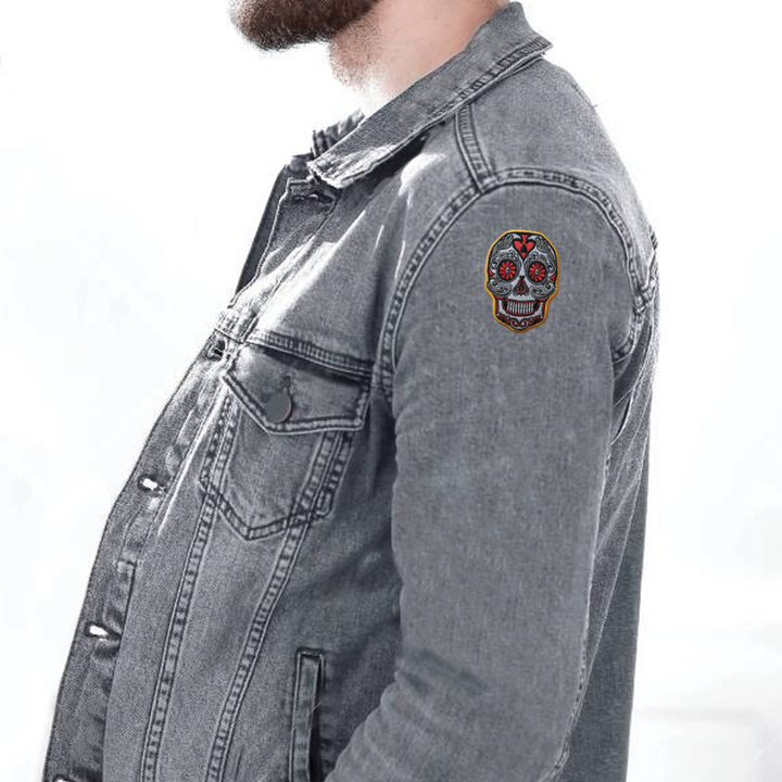 White Sugar Skull Car Patch