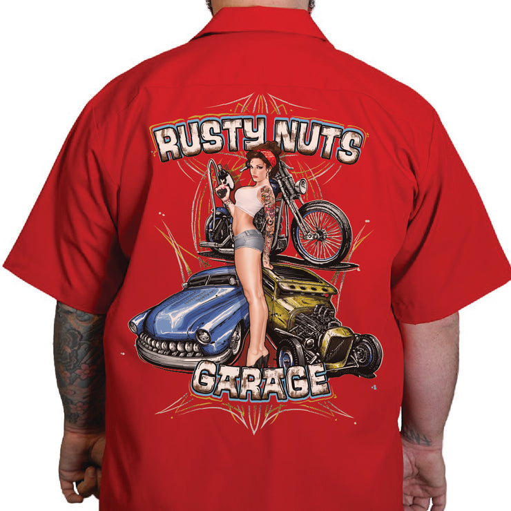 Garage Girl Printed Work Shirt / Shop Shirt
