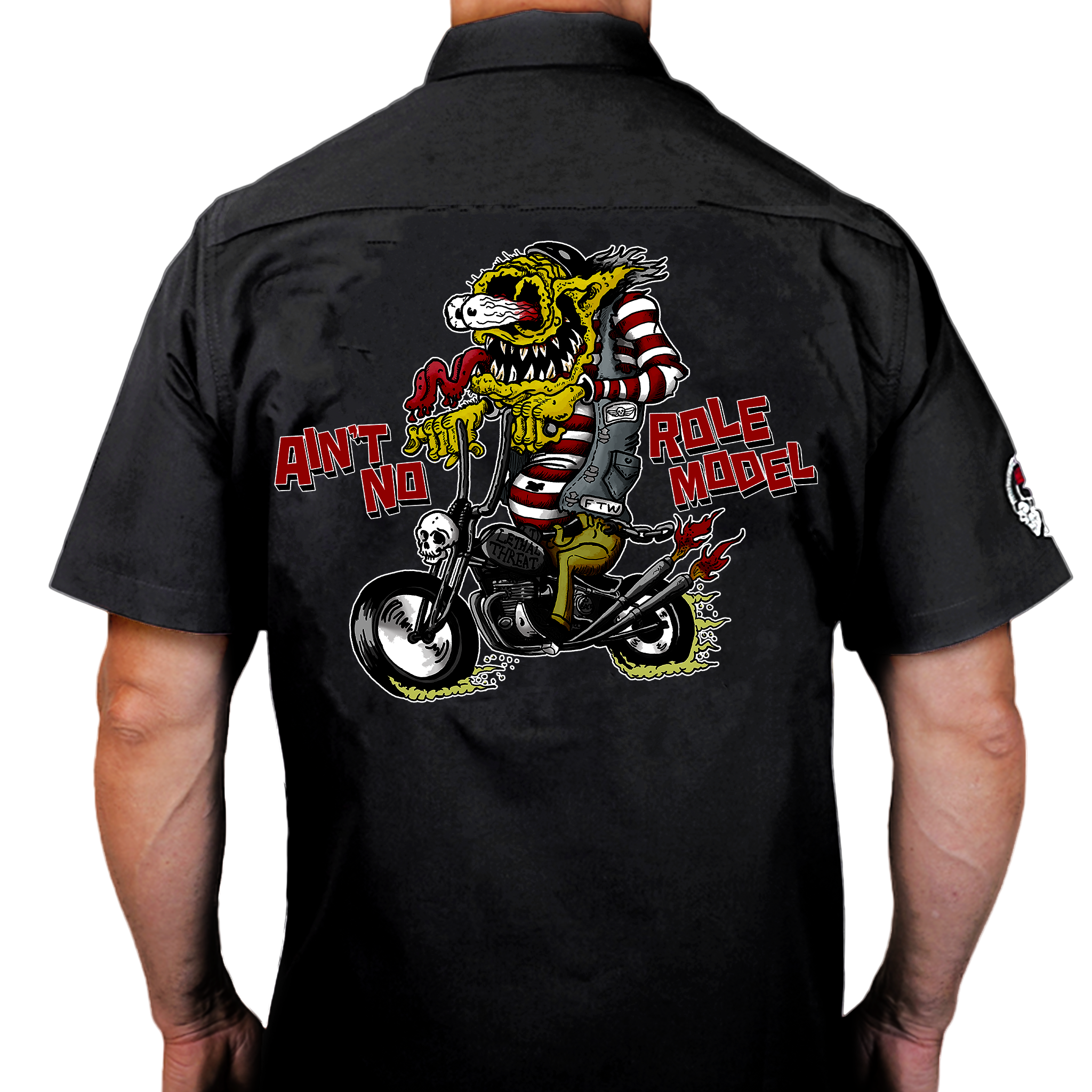 Ain't No Role Model Monster Black Embroidered Work Shirt / Shop