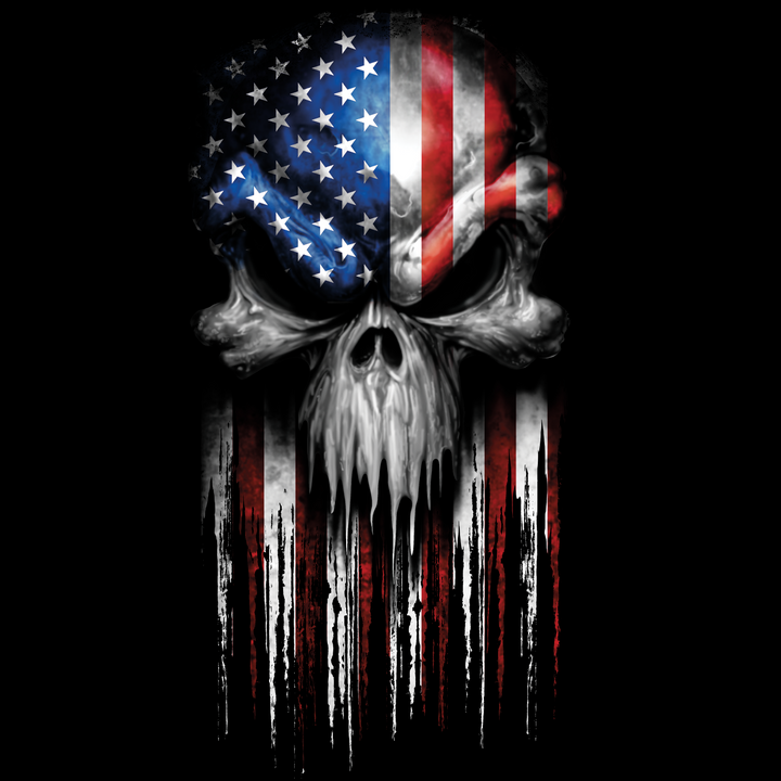 USA Skull Melt Men's Black Tee Shirt