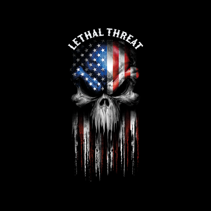 USA Skull Melt Men's Black Tee Shirt