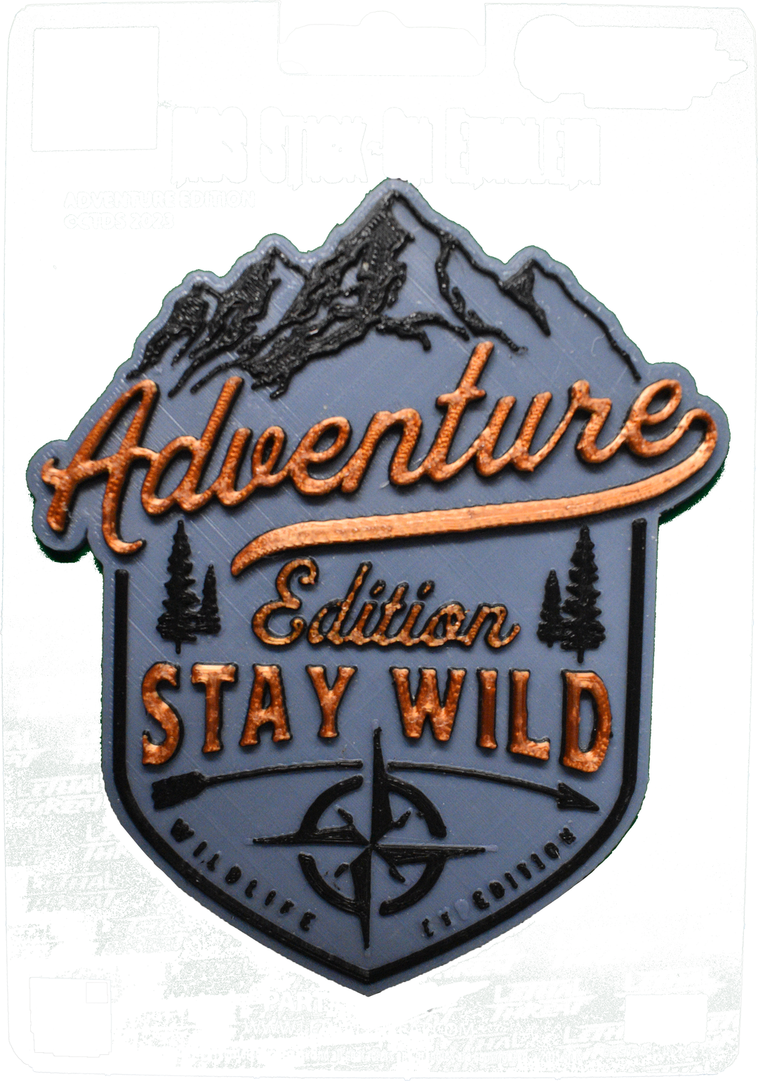 ADVENTURE EDITION Gray and Copper Peel n Stick Abs Emblem