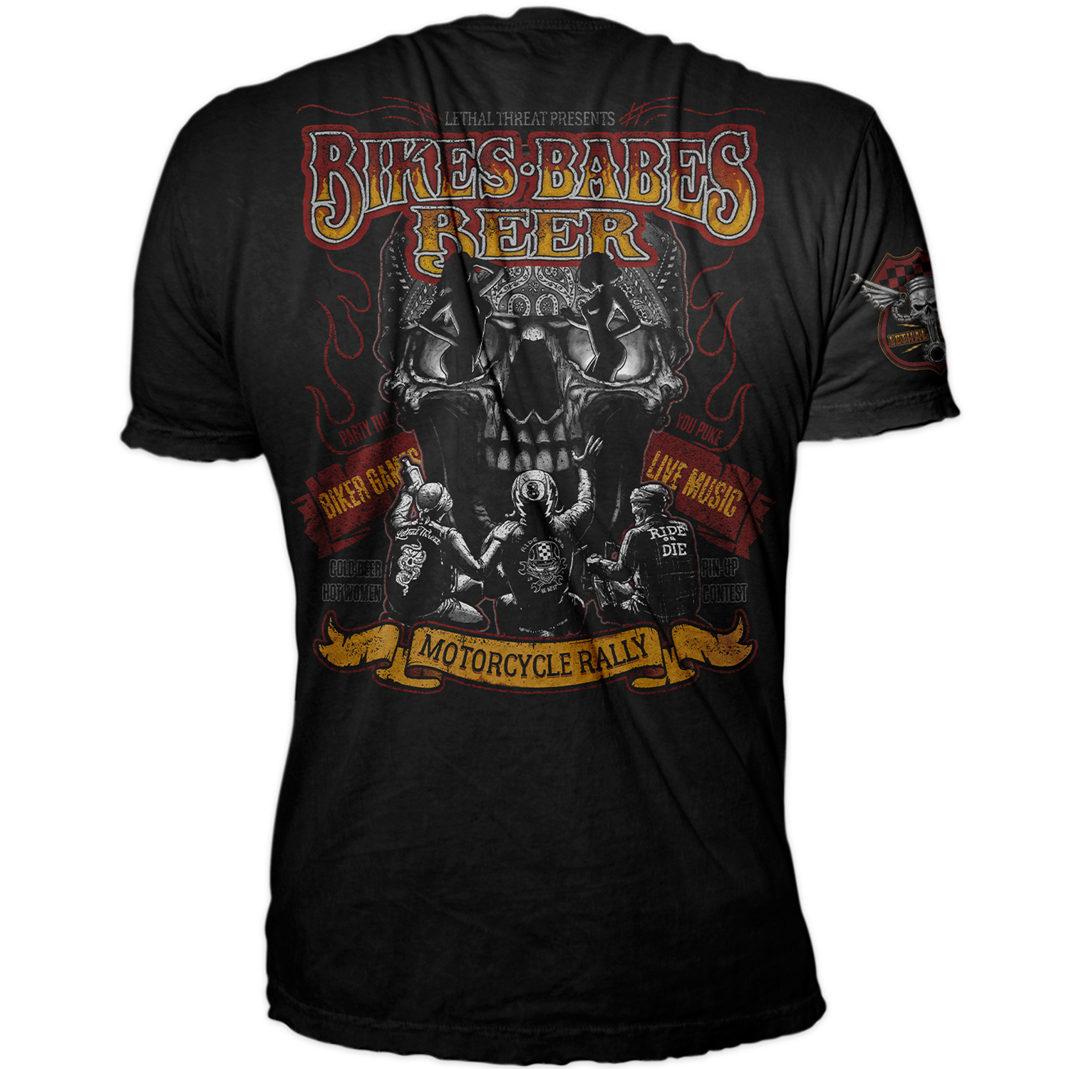 TEN　CARTEL X Lサイズ 23-24 EST Bikes, Babes, Beer Skull Vintage Washed Men's Black Tee
