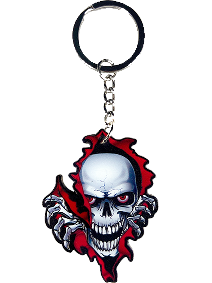 Rip Skull Enamel Metal Keychain