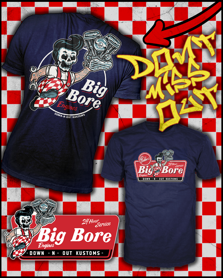 Big Bore Skull Guy Navy Blue Tee