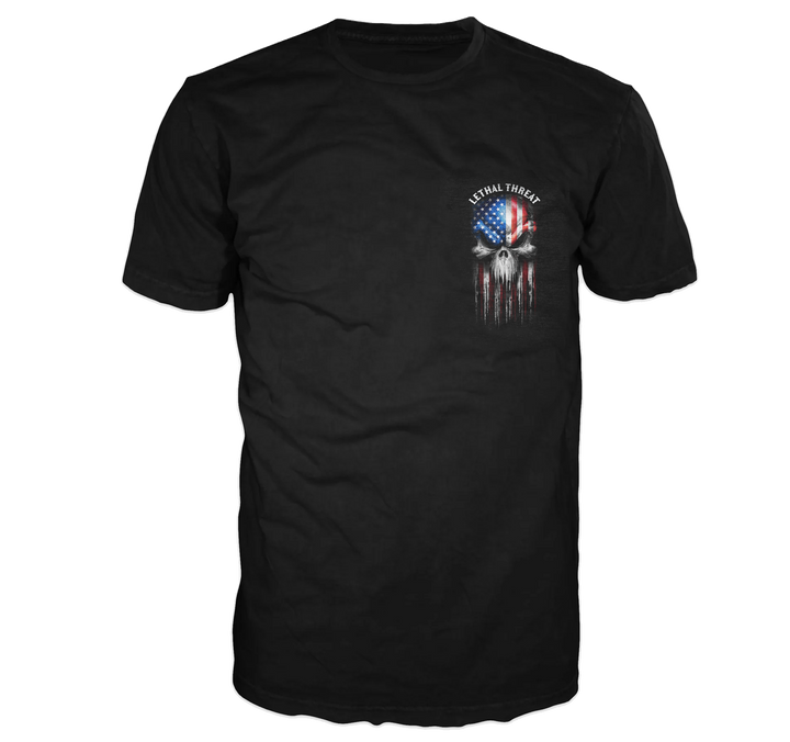 USA Skull Melt Men's Black Tee Shirt
