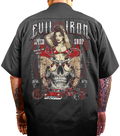Evil Iron Printed Work Shirt / Shop Shirt