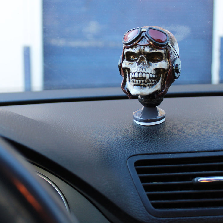 Racing Skull Head with Skull Display Stand / Dash Topper