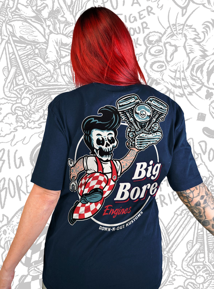 Big Bore Skull Guy Navy Blue Tee