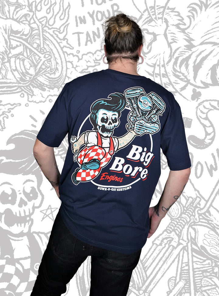 Big Bore Skull Guy Navy Blue Tee