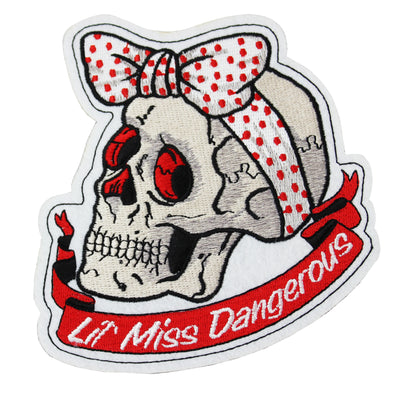 Polka Dot Ribbon Skull Embroidered Patch