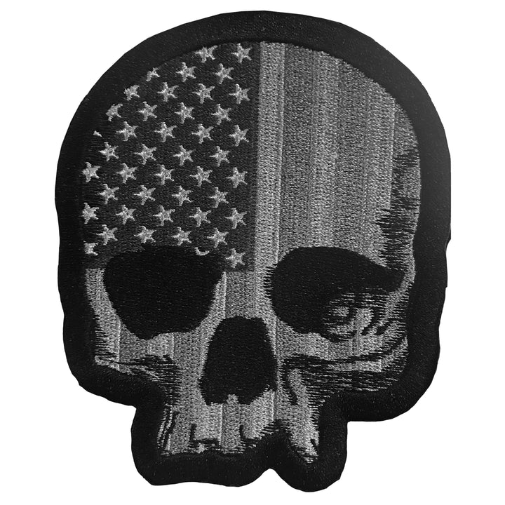 USA Gray Tactical Skull Embroidered Patch