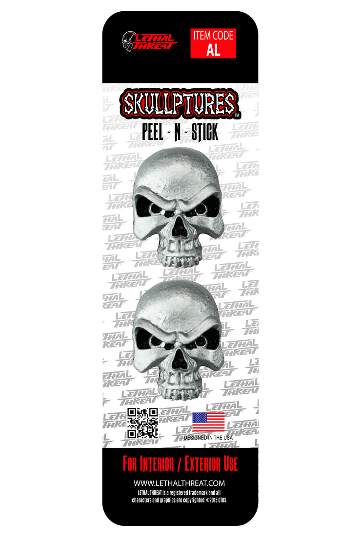 Silver Skull 3D Stick Ons - Two Per Pack