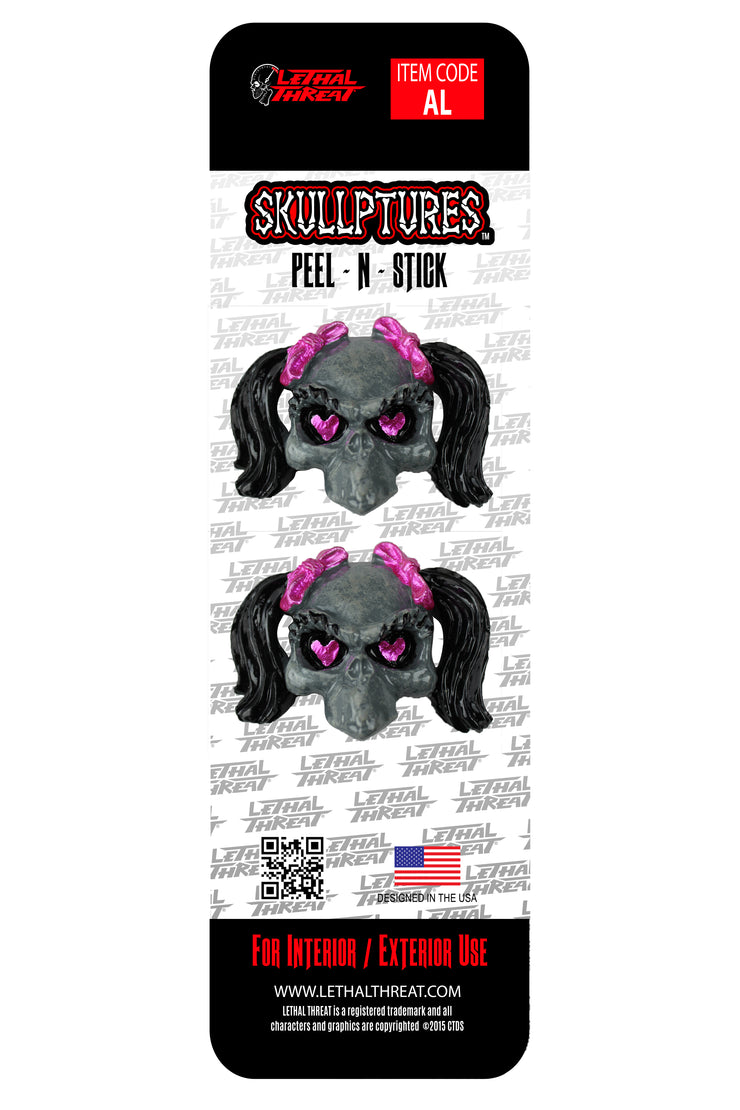 Girl Skull 3D Stick Ons- 2 per pack