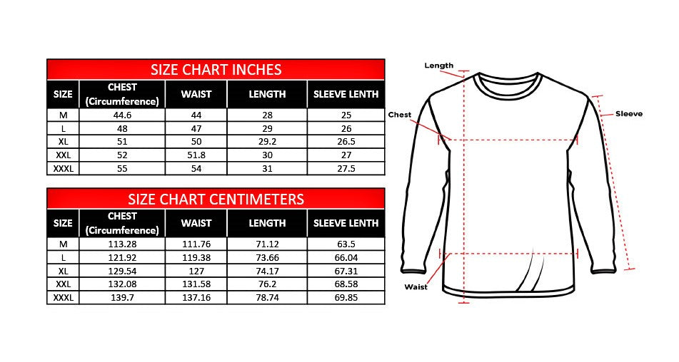 Razer Long Sleeve T-shirt Size Chart