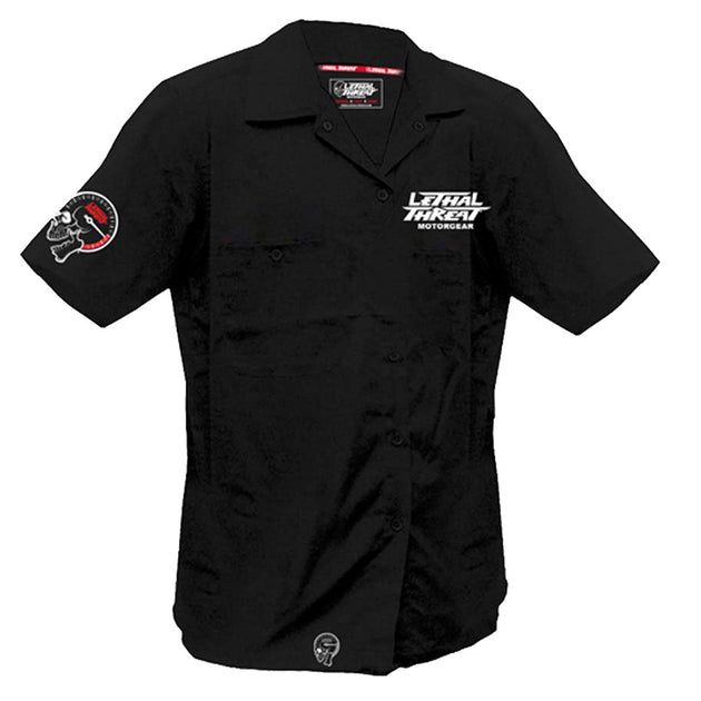 Bullet Skull Embroidered Work Shirt / Shop Shirt