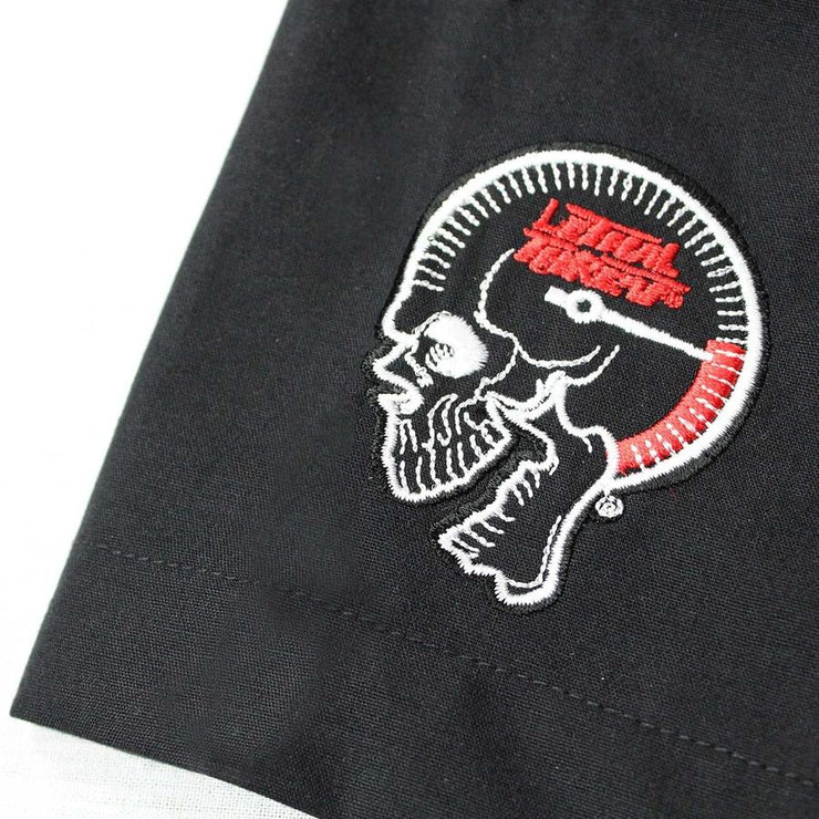 Pinstripe Painting Monster Embroidered Work Shirt / Shop Shirt