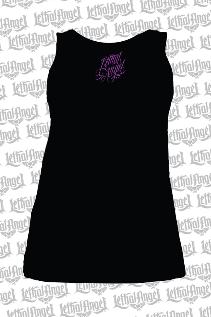 Lethal Angel Purple Rose Skull Tank Top