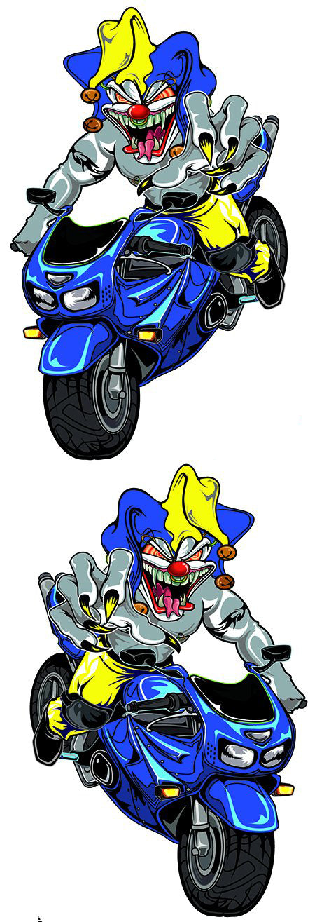 Blue Sport Bike Jester Biker Decal