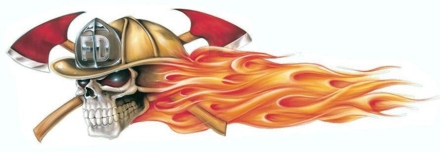 Fire Dept. Skull Left Decal