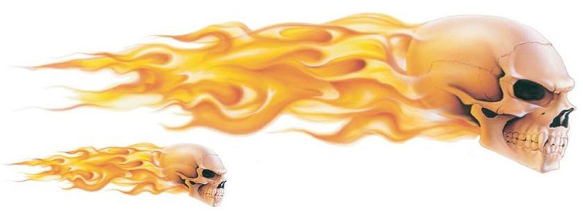 Realistic Flame Skull Right Decal