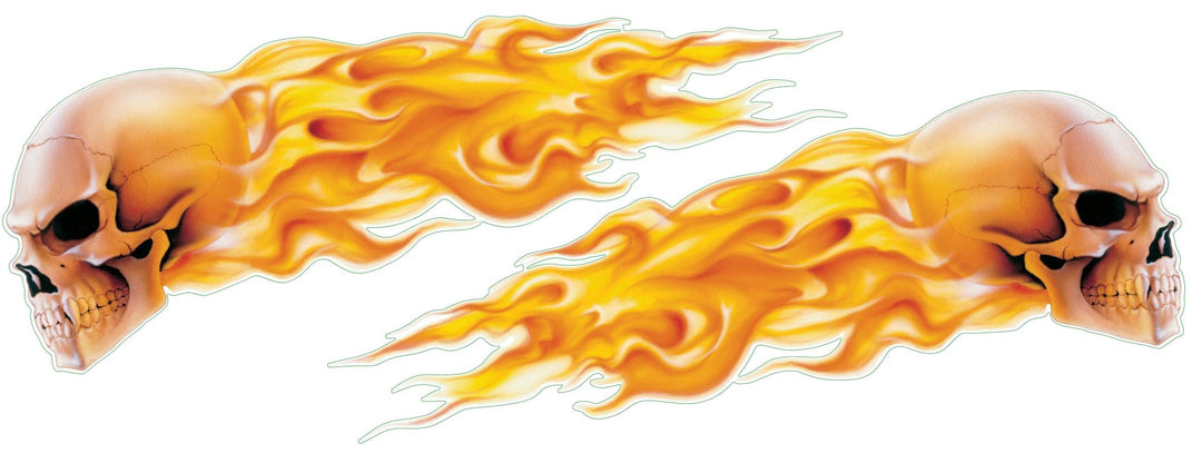 Flaming Skull Left & Right Facing Decal Set