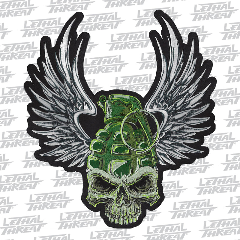 Grenade Wing Skull Embroidered Patch