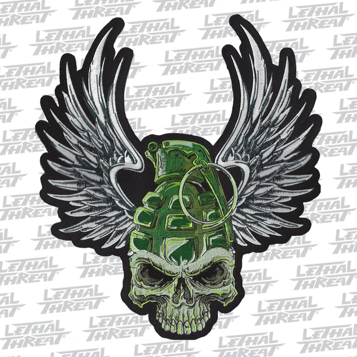 Grenade Wing Skull Embroidered Patch