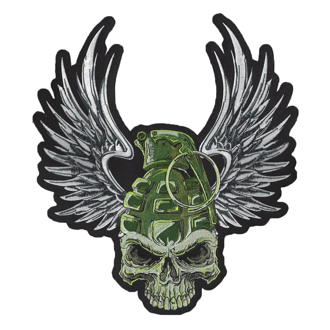 Grenade Wing Skull Embroidered Patch