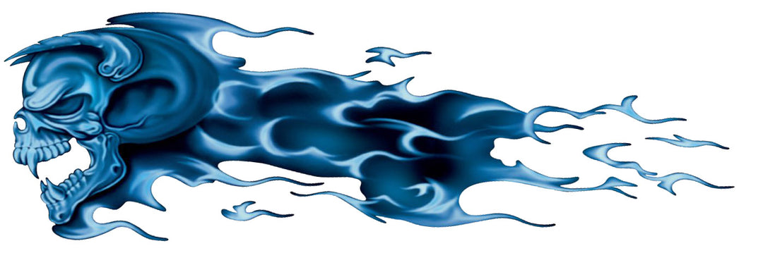 Blue Fury Skull Left Decal