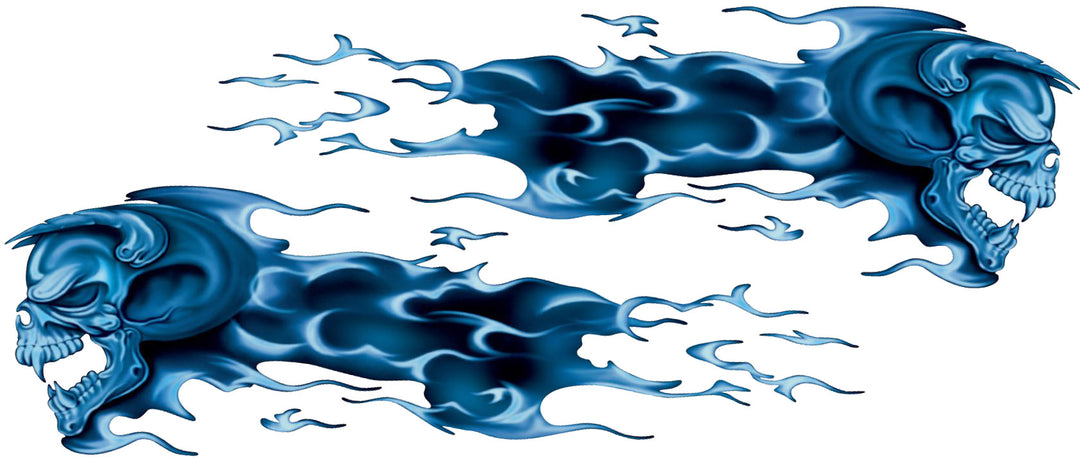 Blue Flame Left n Right Skull Set