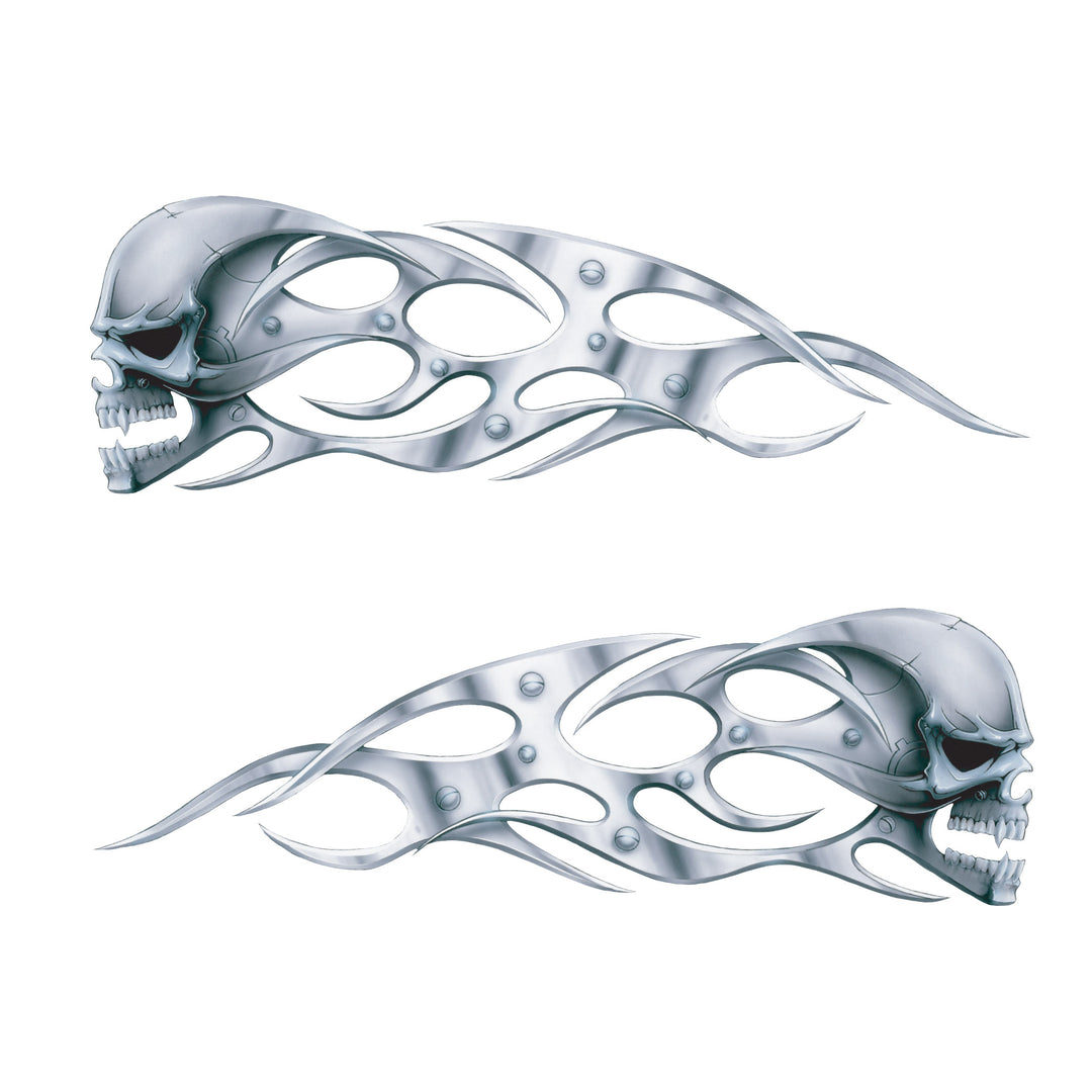 Chrome Tribal Skulls - Mini Decal