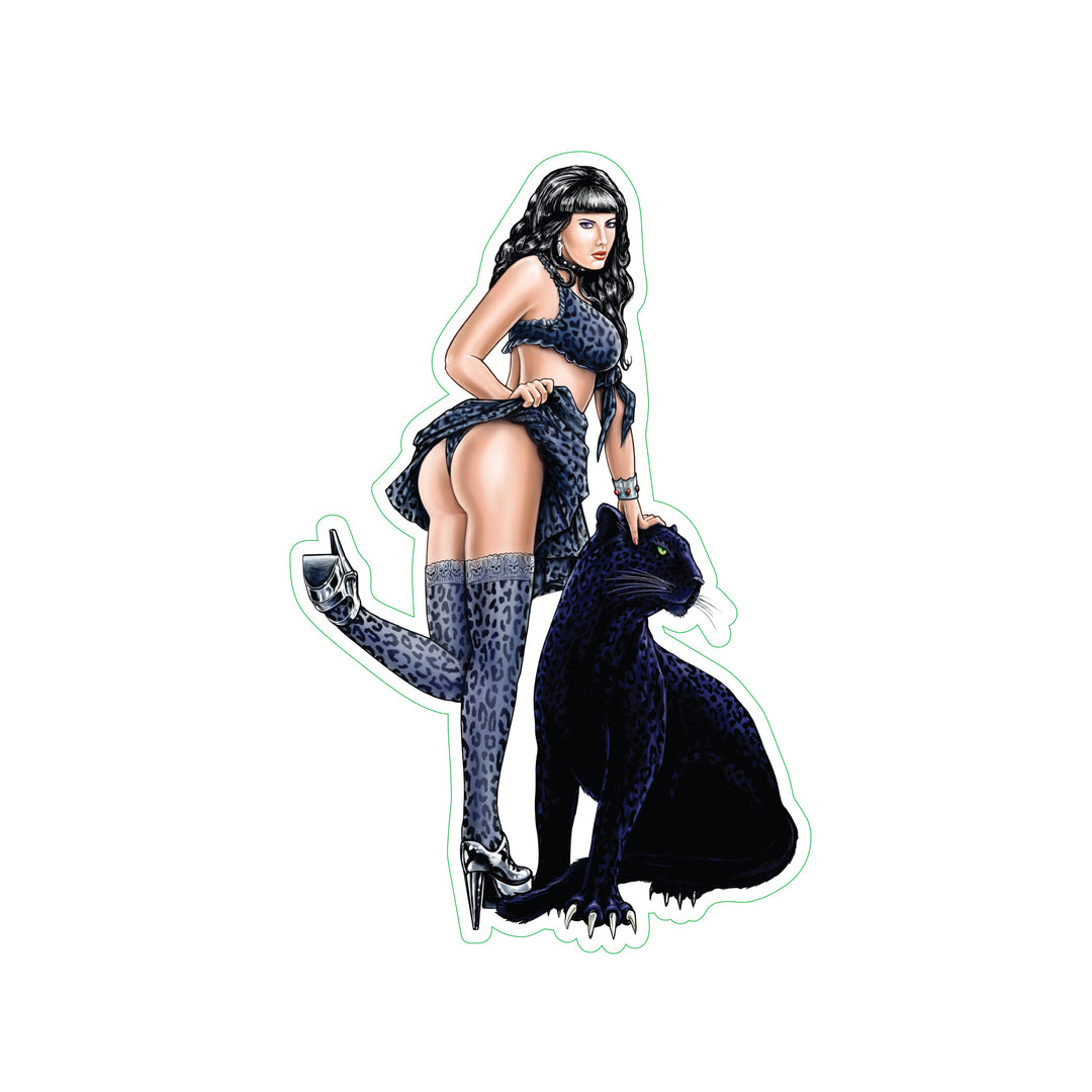 Panther Pin Up Girl - Mini Decal