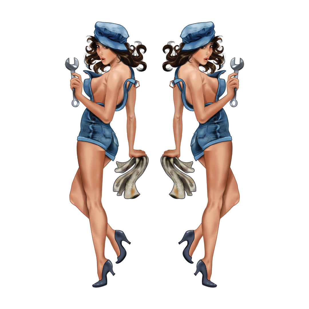 Mechanic Pin Up Girl - Mini Decal