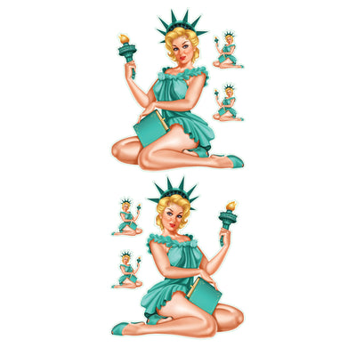 Vintage Statue of Liberty Pin Up Girl Decal