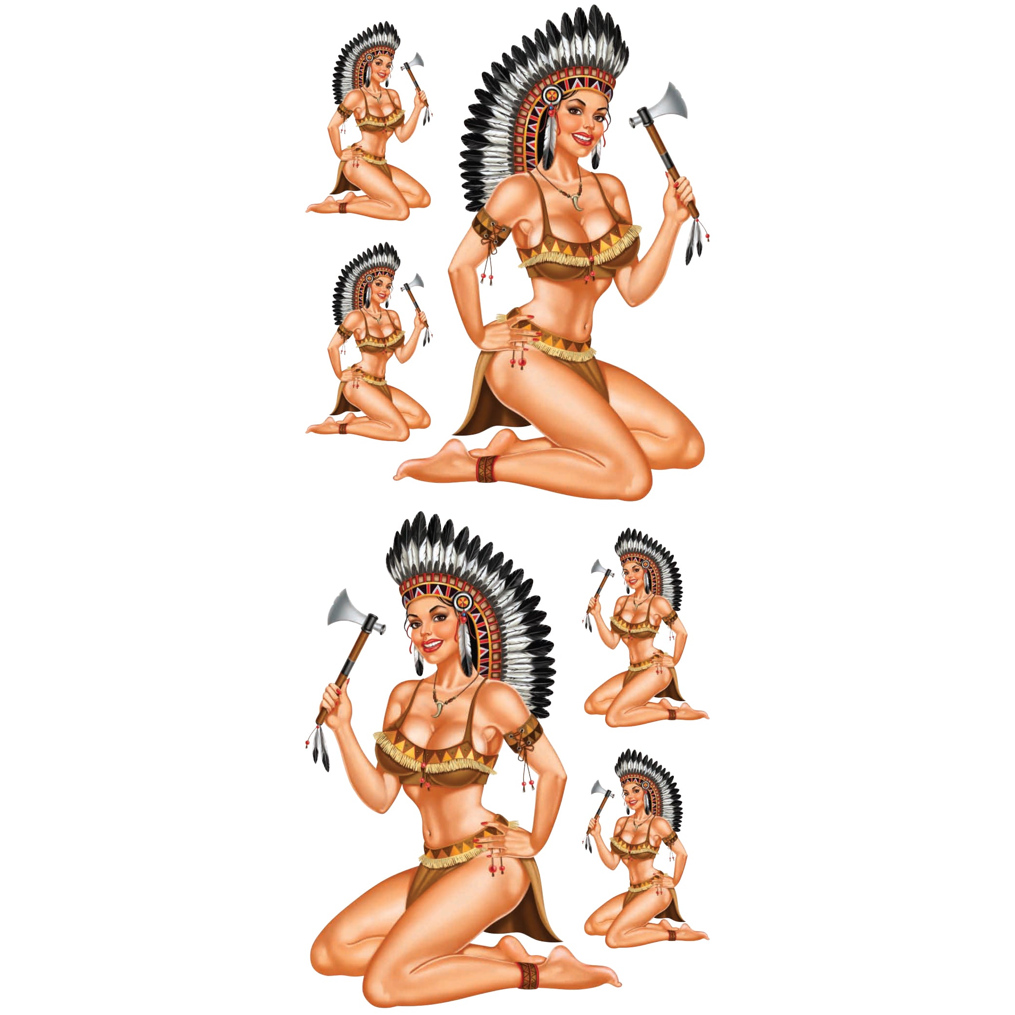 Vintage Indian Pinup Girl Decal Set Lethal Threat Vintage Indian Pinup Girl Decal Set Lethal Threat