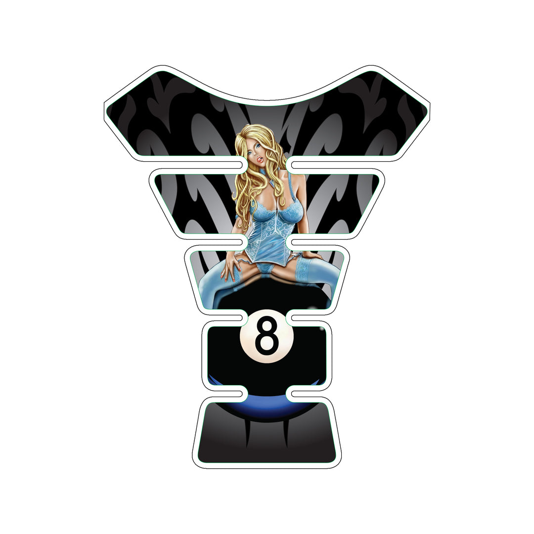 8-Ball Pin Up Girl Motorcycle Gas Tank Pad / Motorcycle Tank Protector