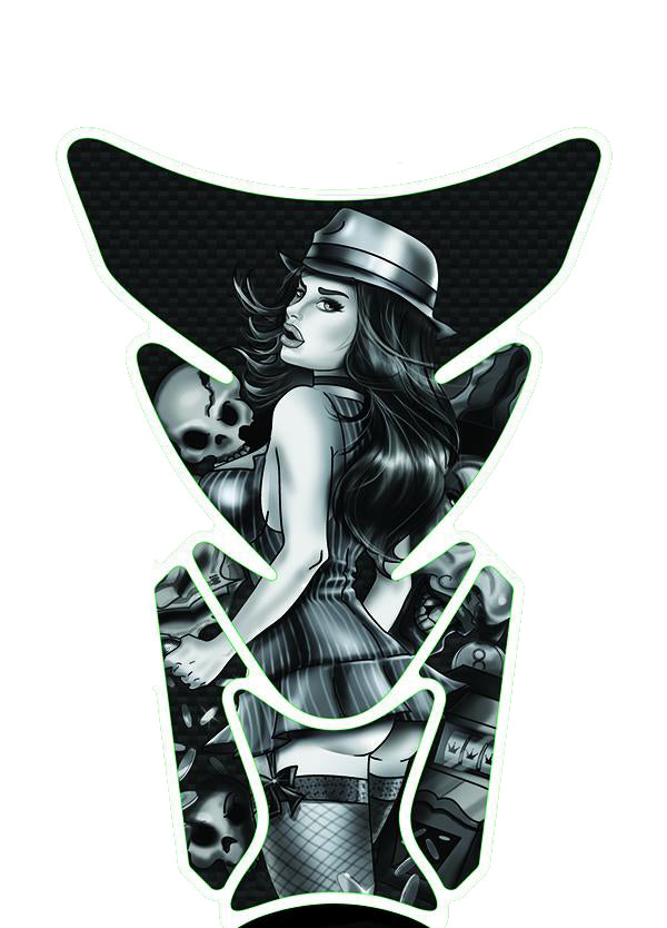 Gangsta Babe Rear View Motorcycle Tank Pad / Motorcycle Tank Protector