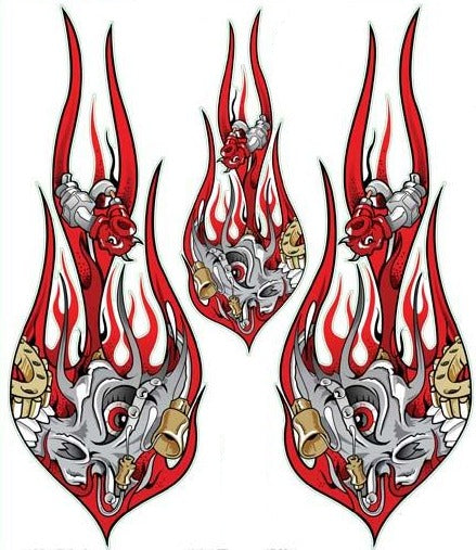 Skull Piston Flames Decal