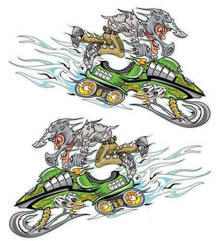 Green Snow Mobile Decal