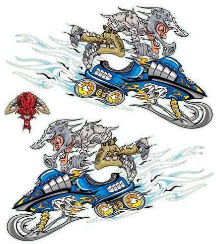 Blue Snow Mobile Decal
