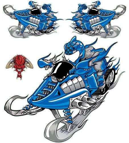 Blue Snowmobile Decal