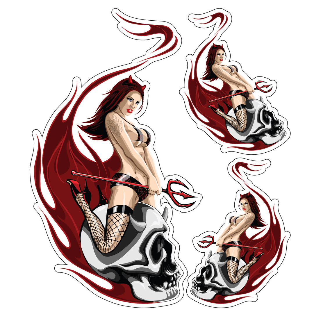 Skull Ride Pin Up Girl Decal
