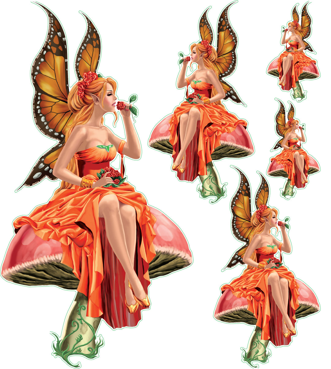 Orange Mushroom Fairy Decal