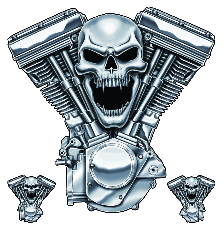 V Twin Skull Decal