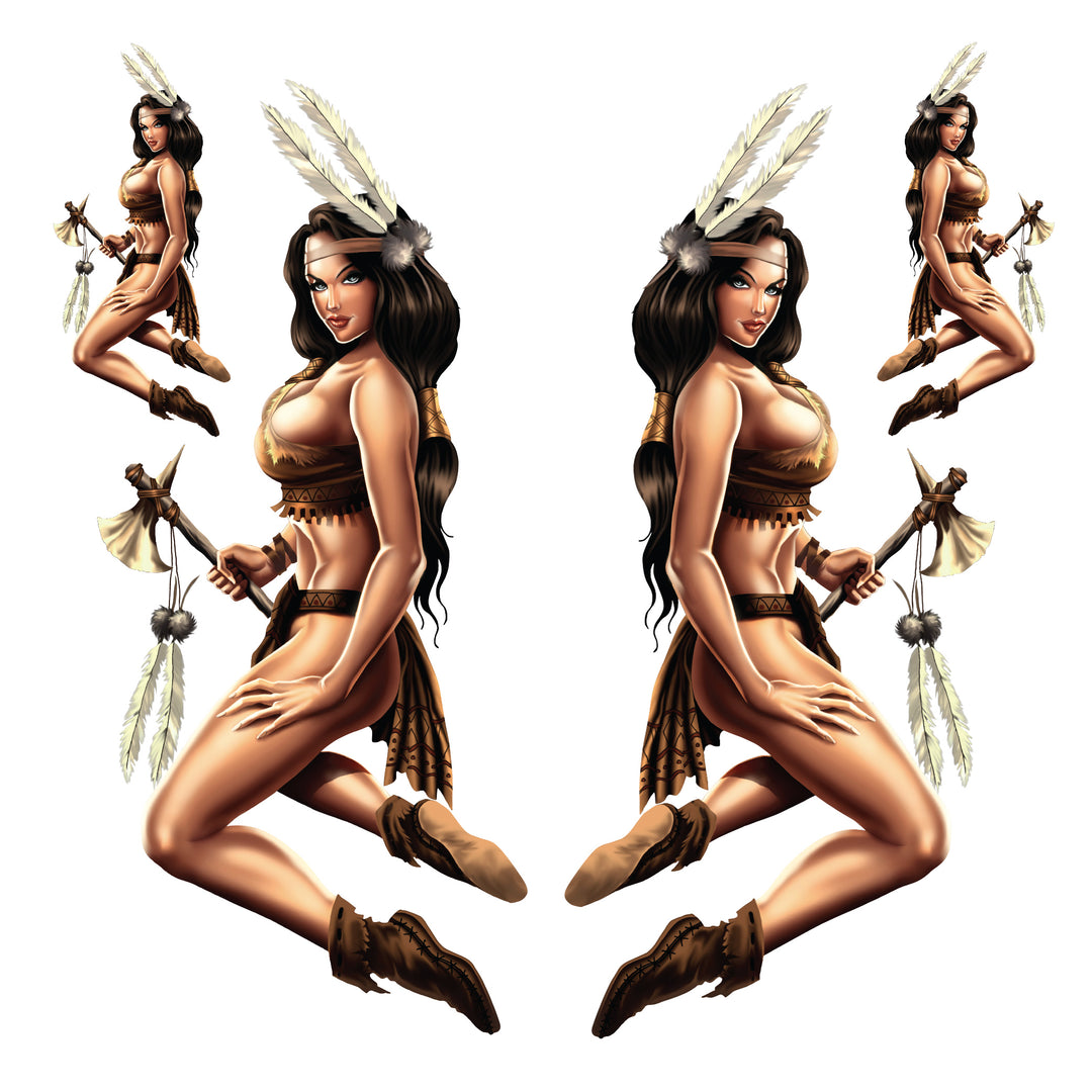Indian Pin Up Girl Lt & Rt Decal Set