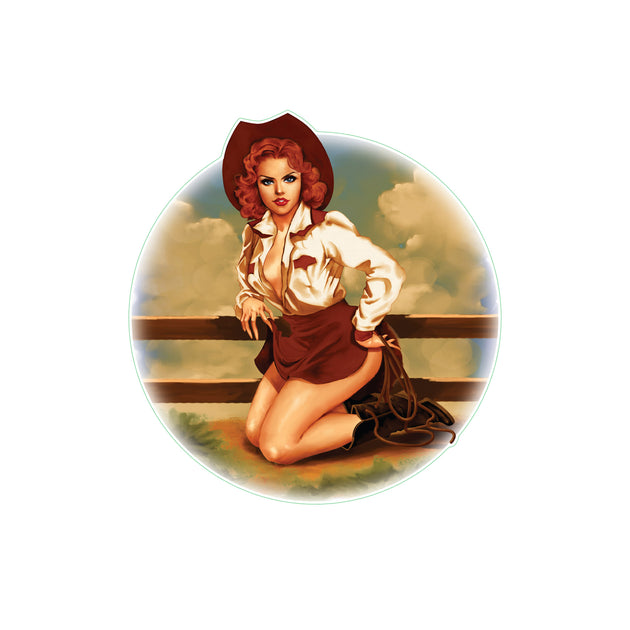 Vintage Cowgirl Pin Up Girl Decal Lethal Threat